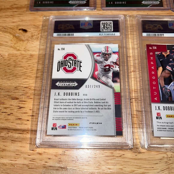 (17) 2020 Prizm Mosaic DP JK DOBBINS RC Auto #ed SSP PSA 10 LOT #/99 #/249 - Picture 7 of 7